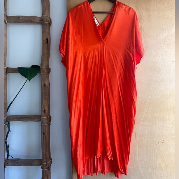 Zara Dresses & Skirts - bright orange silk dress